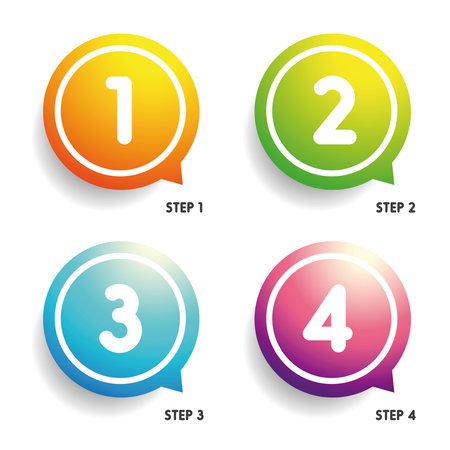 One two three four progress bar stickersのイラスト素材