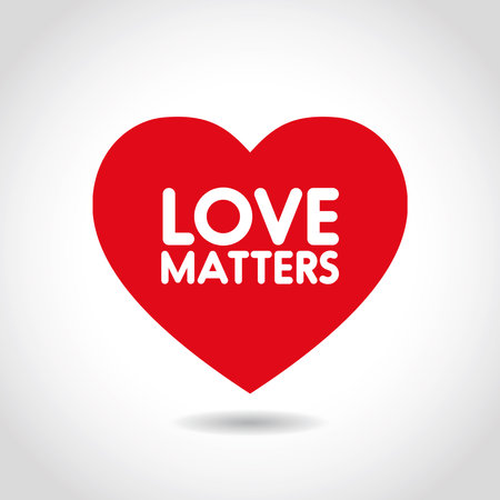 Love matters in red heart shapeのイラスト素材