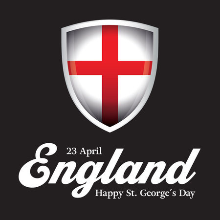 England flag Saint George Day shield ribon signのイラスト素材