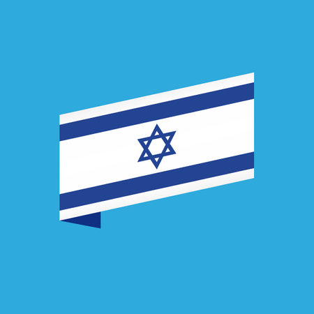 Israel flag ribbon label symbolのイラスト素材