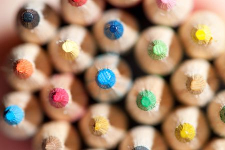 Colorful background from pencils. Shallow depth of field.の写真素材