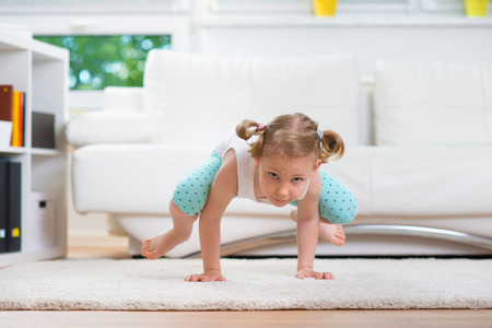 Morning exercises at homeの写真素材