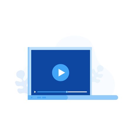 Video tutorials icon concept. Online Webinar and Video Conference sign design. Study and Learning background. Modern vector illustration in flat style.のイラスト素材