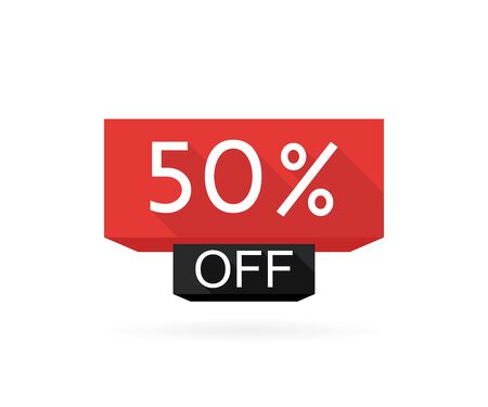 Special offer sale. Discount offer price label 50% off, symbol for advertising campaign in retail, sale promo marketing. Modern illustration flat style.のイラスト素材