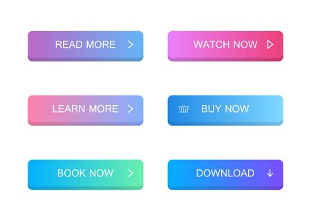 Set of modern material style buttons. Different gradient colors. Modern illustration flat style.