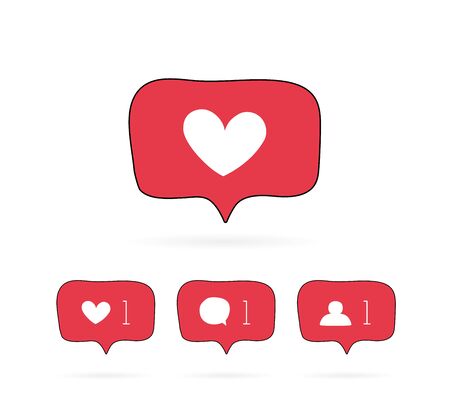Hand drawn speech bubble new notification Icon. Social media like, comment, follower. Modern flat illustration.のイラスト素材