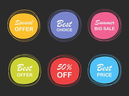 Super set of colorful labels for greetings and promotion. Premium Quality Guarantee, Bestseller, Best Choice, Sale, Special Offer. Banners and sticker.のイラスト素材
