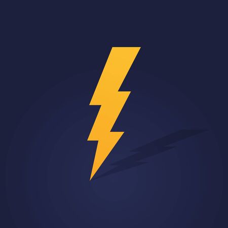 Lightning bolt with shadow. Thunderbolt, lightning strike. Modern flat style vector illustration.のイラスト素材