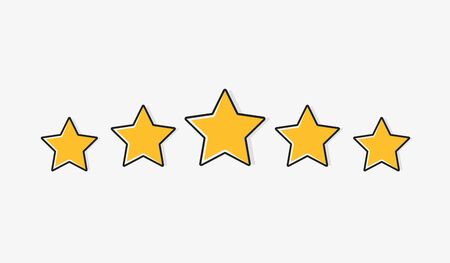 Five stars customer product rating review. Modern flat style vector illustration.