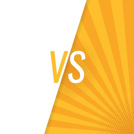 Concept VS. Versus. Fight. Yellow retro background comics style design with halftone. Modern flat style vector illustration.のイラスト素材