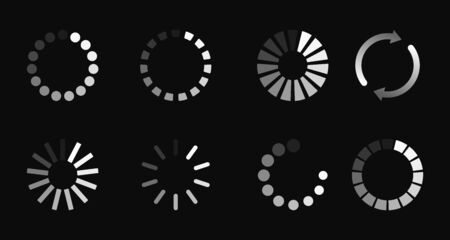 Super set different load icon. Circle website buffer loader or preloader. Download or upload status...