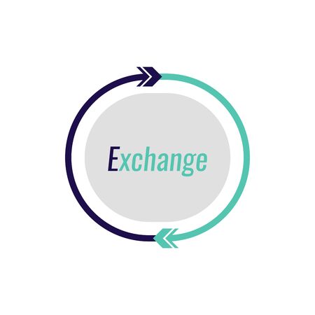 Currency exchange logo design, cash back, quick loan, mortgage refinance, refund, insurance concept, fund management. Flat vector illustration.のイラスト素材
