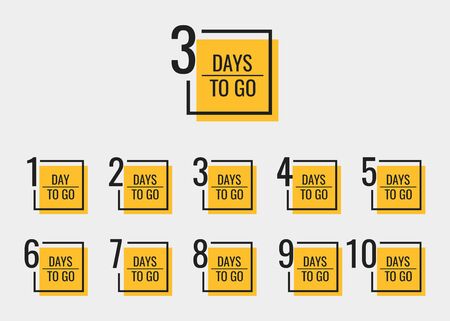 Days left to go from 1 to 10. Geometric banners design template for your needs. Modern flat style vector illustration.のイラスト素材