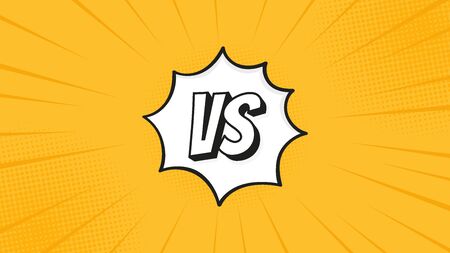 Versus VS sign isolated on fight backgrounds in flat comics style design with halftone, lightning for battle, sport, competition, contest, match game. Vector illustration.のイラスト素材