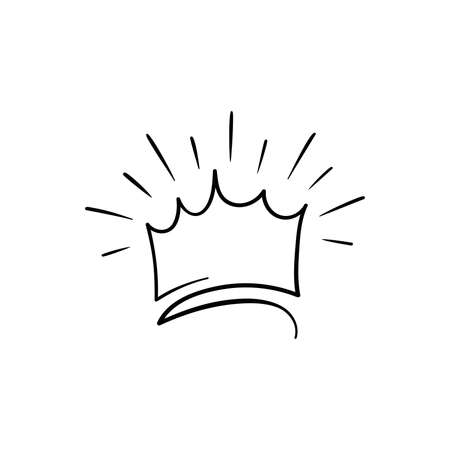 Hand drawn crown logo for queen icon, princess diadem symbol, doodle illustration, pop art element, beauty and fashion shopping concept.のイラスト素材