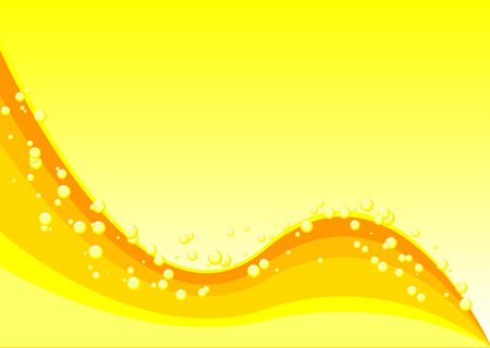 Abstract vector of yellow waves and bubblesのイラスト素材