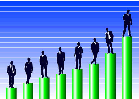 Vector illustration of several businessmen on a business ladderのイラスト素材