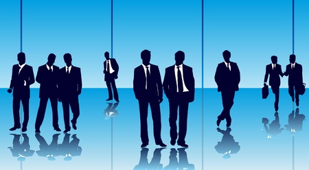 Vector of businesspeople in a glass office buildingのイラスト素材