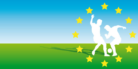 Abstract vector illustration of two soccerplayersのイラスト素材