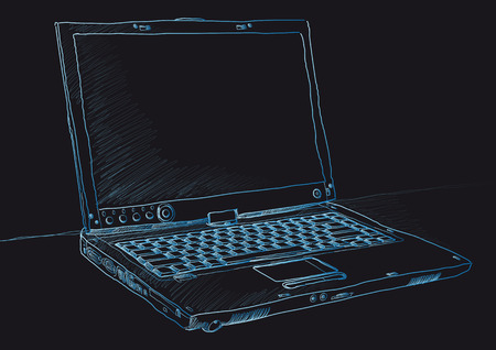 Sketch style pencil drawing of a modern laptopのイラスト素材
