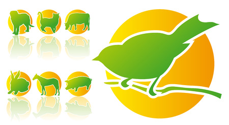 Abstract vector illustration of animal silhouettesのイラスト素材