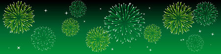 Abstract vector illustration of fireworks in the sky in greenのイラスト素材