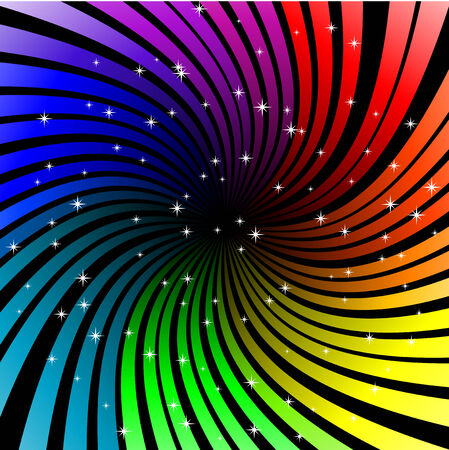 Abstract vector illustration of twisted rainbow raysのイラスト素材