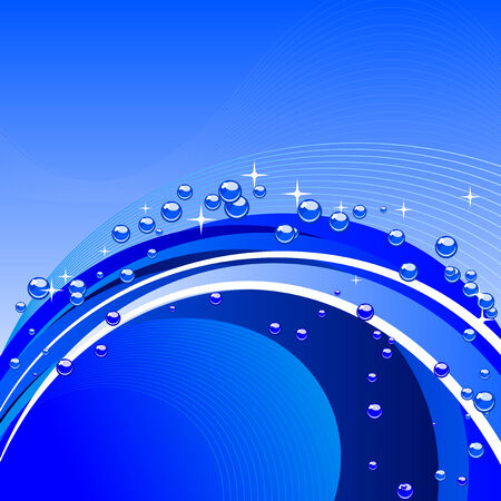 Abstract vector illustration of waves breaking with stars, bubbles and linesのイラスト素材