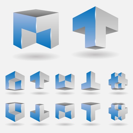  illustration of a set of 3d logo elementsのイラスト素材