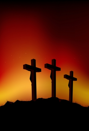 Abstract illustration of 3 figures on crossesのイラスト素材