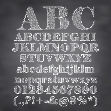 illustration of chalk sketched characters on a blackboard backgroundのイラスト素材