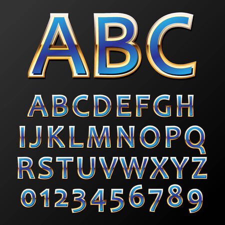 Vector illustration of a blue metal alphabetのイラスト素材