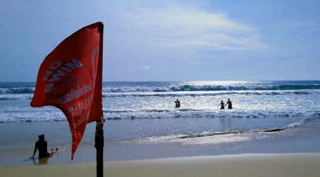 Hot beach with palm trees, sand and waves paradise vacation by the sea, christmas in Thailand, sea landscapeの写真素材