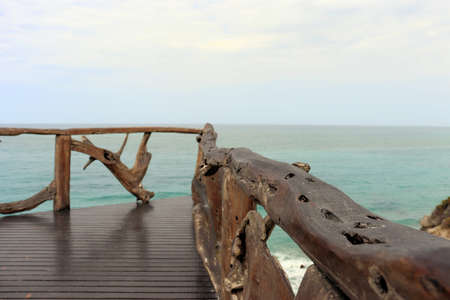 Bamboo house, eco tree, natural wood pattern, texture, art tree in Latin Americaの写真素材