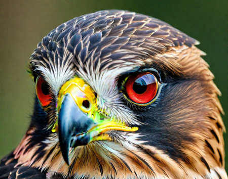 Predatory falcon-hunter, looking for prey from the eyes of a kiteの素材