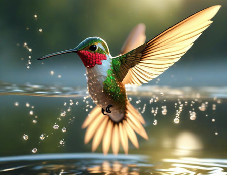 The hummingbird drinks and collects nectarの素材