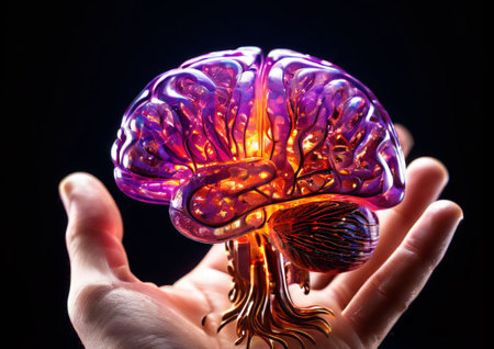 Brain AI thought generator, AI bot chip, brains and AI processorの素材