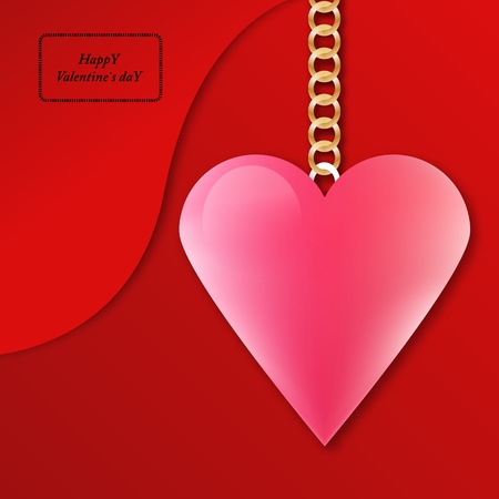 Valentine's Day background with red volume heart hanging with shadow on layers underlay, EPS10のイラスト素材