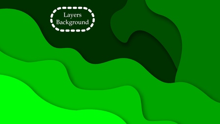 3D green paper cut abstract background. Vector design for business presentations, flyers, posters and invitations. Colorful carving art with shadows.のイラスト素材