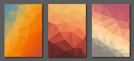 Collection polygonal abstract a4 size templates. Colorful vector gradient design for flyers, posters, placards.のイラスト素材