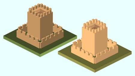 Isometric sand vector castleのイラスト素材