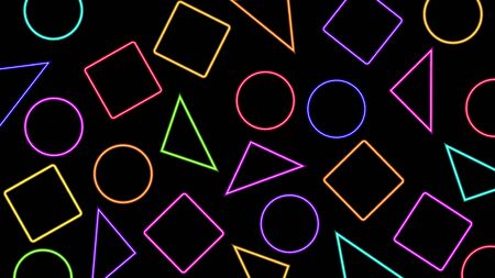 Abstract vector background with neon geometric figures.のイラスト素材