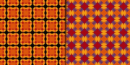Collection seamless patterns with colorful ornament. Template for prints, textile, package, cover,...