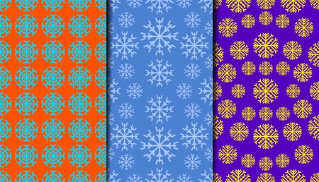 Set of seamless vector simple patterns with snowflakes. All patterns in a swatch panel.のイラスト素材