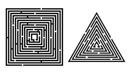 Set of isolated labyrinths. Vector abstract maze illustration.のイラスト素材