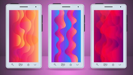 Set of colorful abstract wallpapers. Vector templates, flow shapes.のイラスト素材