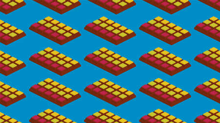 Isometric seamless pattern with chocolate bars. 3d sweetfood background.のイラスト素材