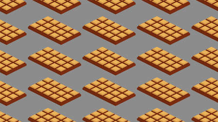 Isometric seamless pattern with chocolate bars. 3d sweetfood background.のイラスト素材