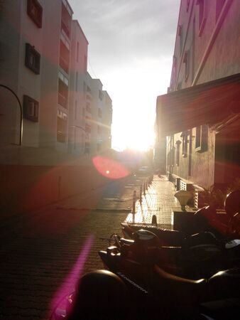 Sunrise in cityのeditorial素材