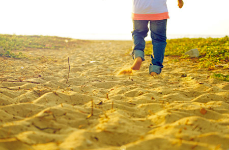 Kid on the beachの写真素材